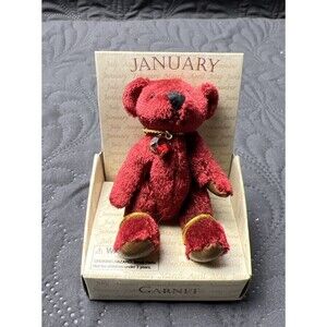 VTG Russ Berrie January Birthstone GARNET Miniature 3" Bear #1856 FAO Schwarz